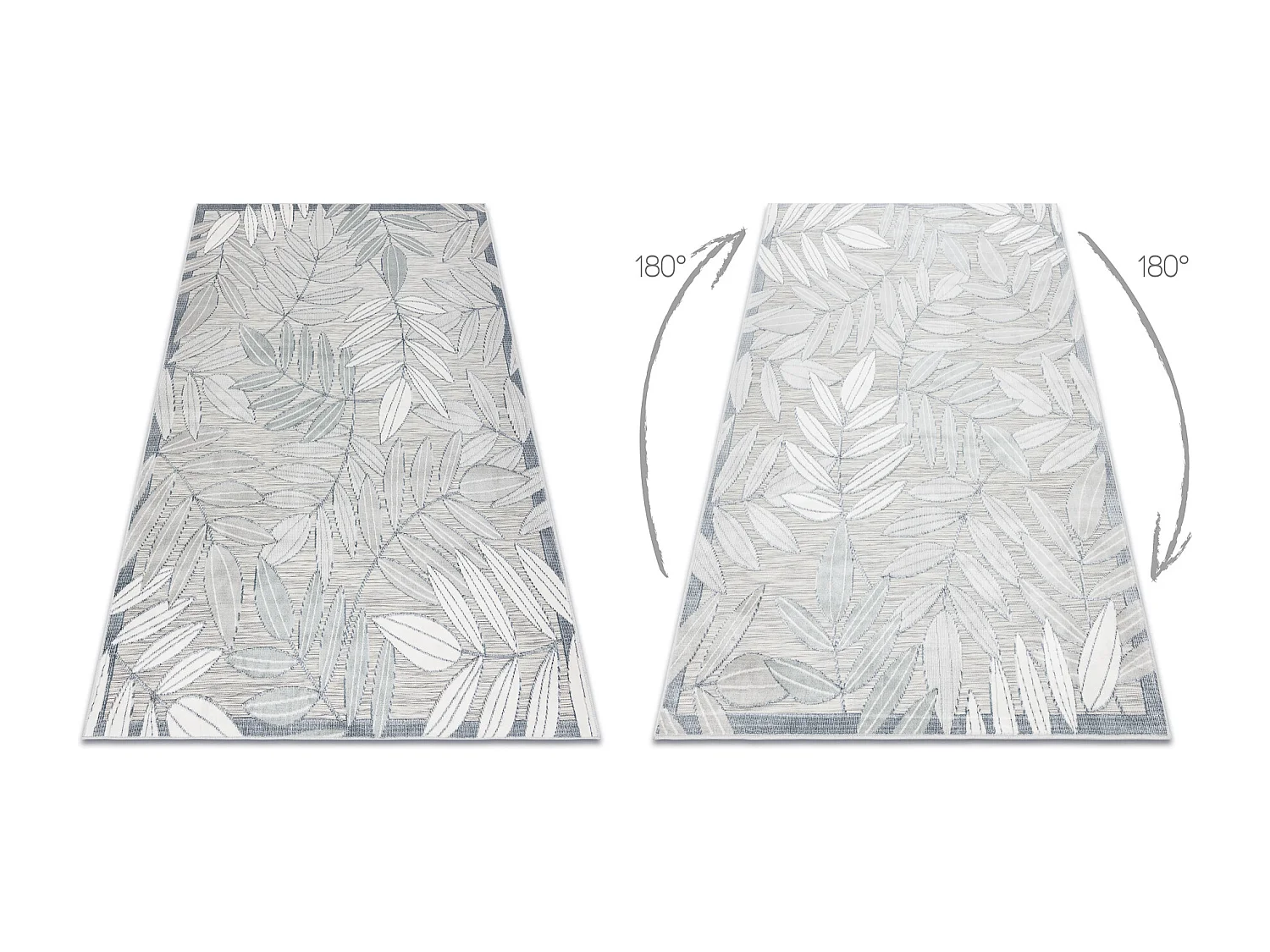 Tapis Structurel BOTANIC 65241 Feuilles tissé à plat sur balcon, ter 157x220 cm