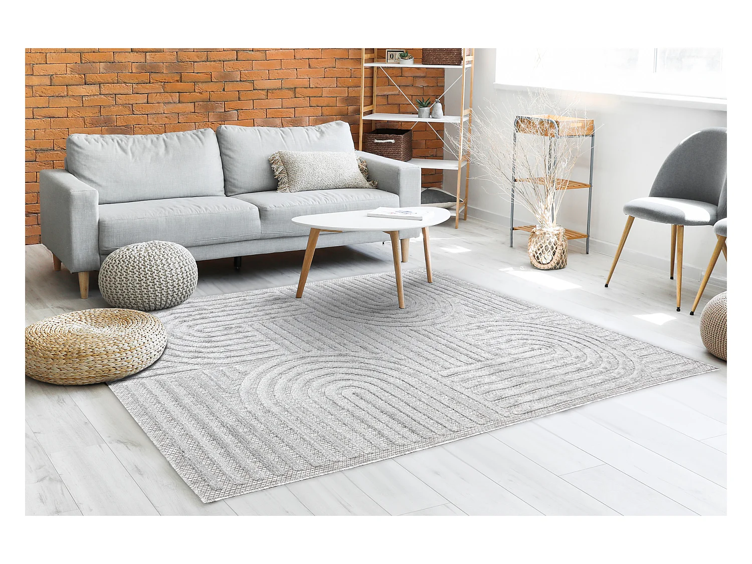 Tapijt SANTO SISAL 0989 geometrisch grijs 120x170 cm