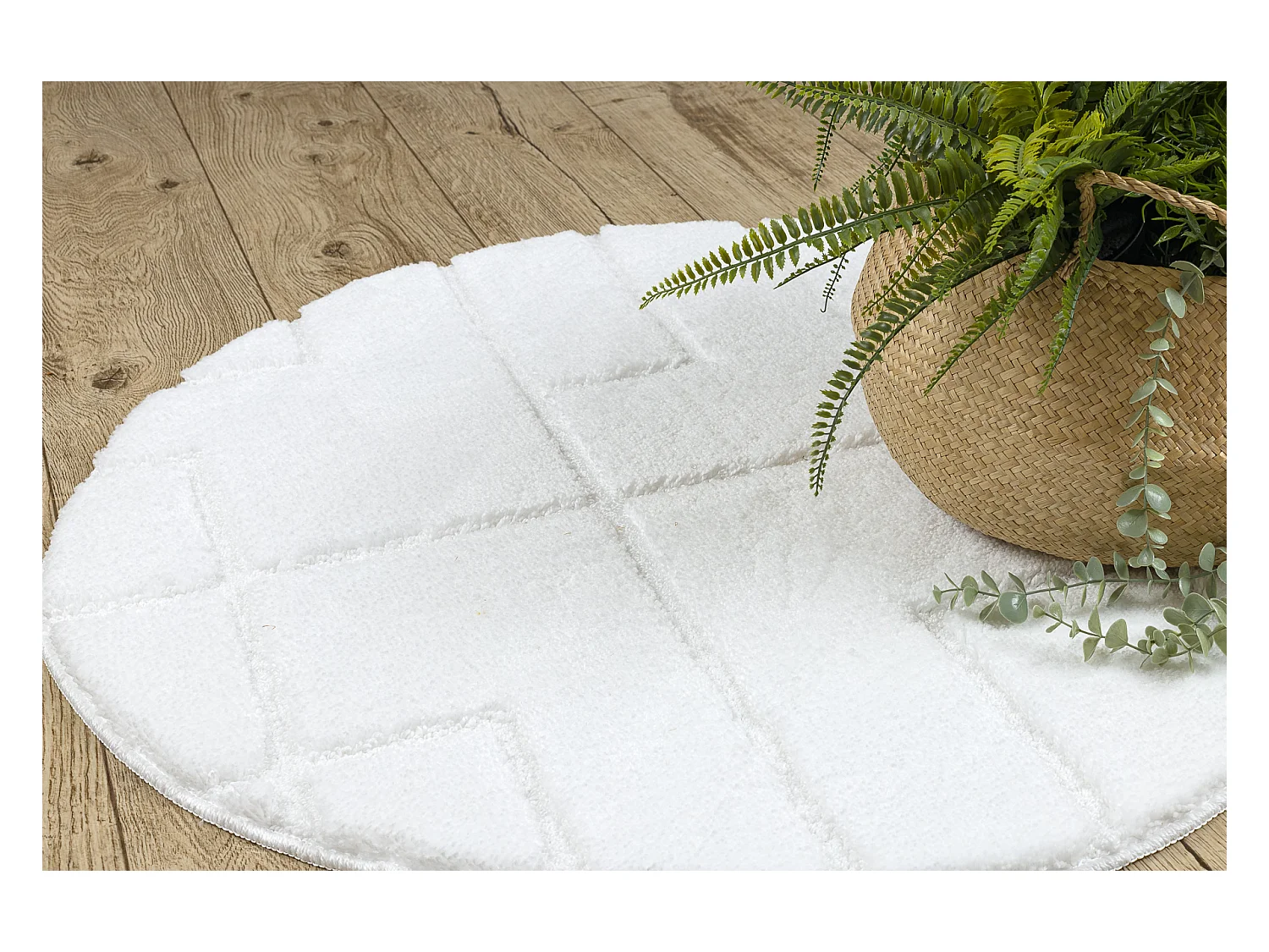 Badkamertapijt SUPREME cirkel LINES, lijnen, antislip, zacht - wit cercle 50 cm