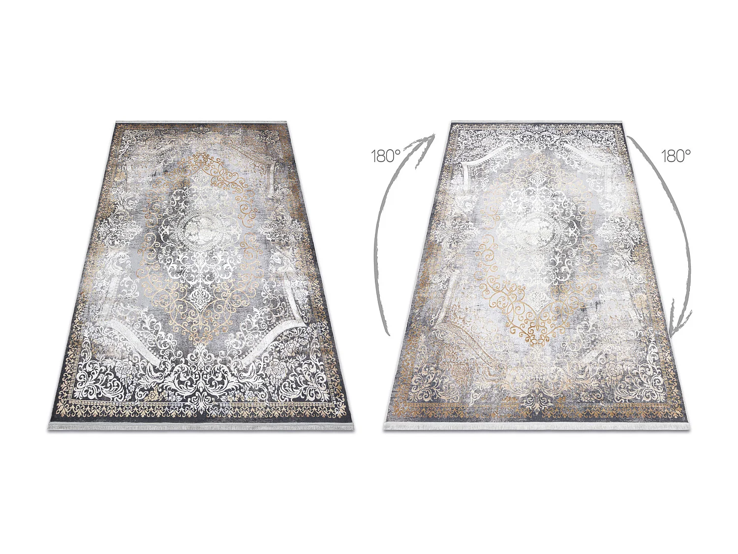 Tapis LUCE 91 moderne Ornement vintage - Structural gris / moutarde 173x270 cm