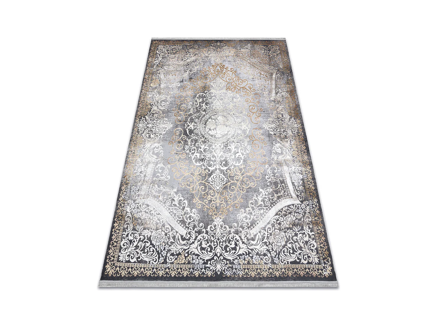 Tapis LUCE 91 moderne Ornement vintage - Structural gris / moutarde 173x270 cm