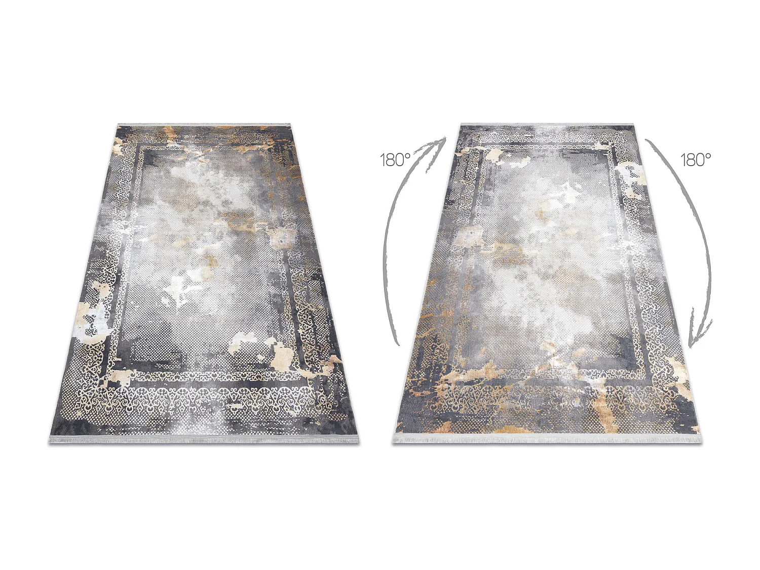 Tapis LUCE 77 moderne Cadre vintage - Structural gris / moutarde 173x270 cm