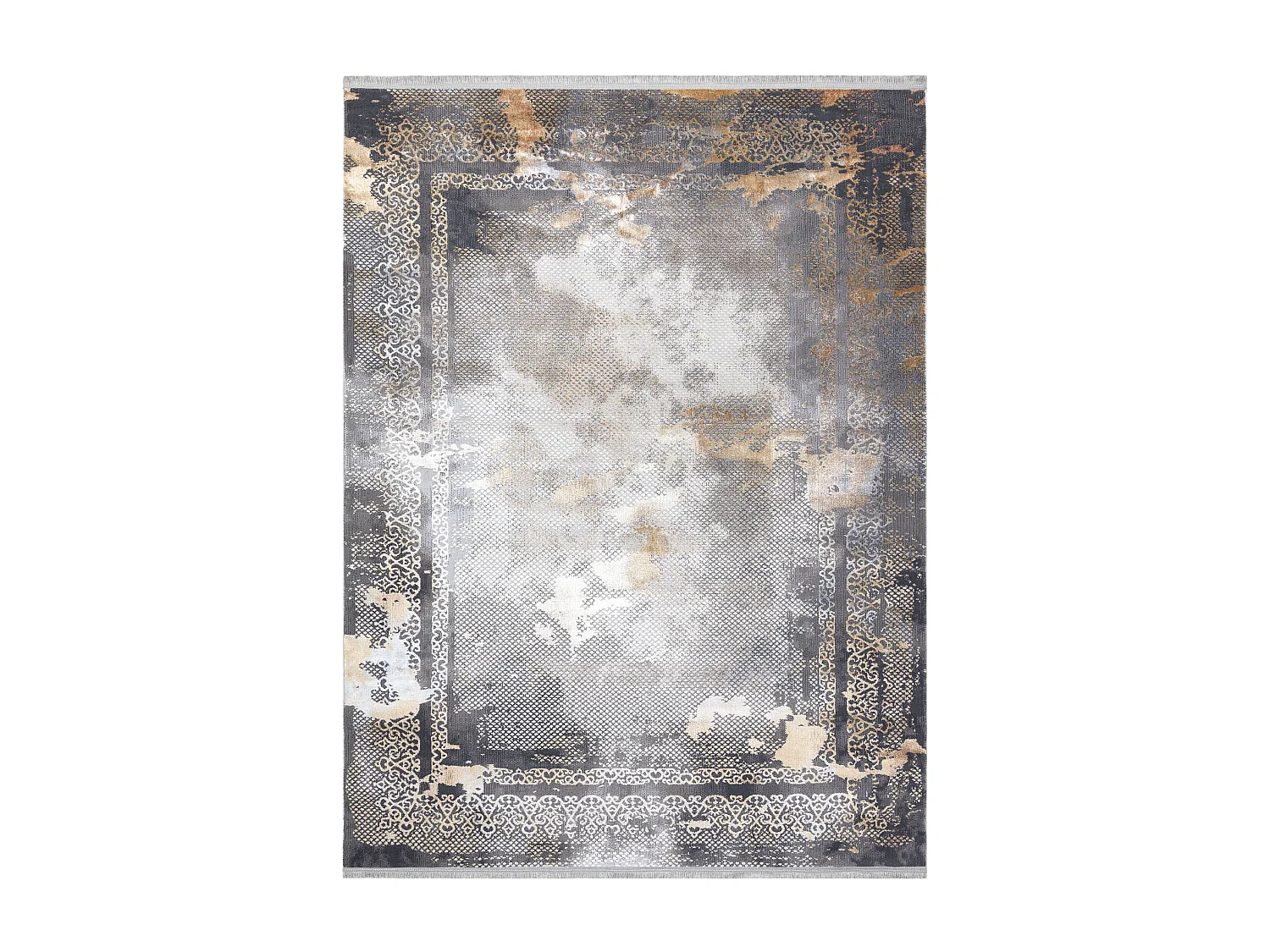 Tapis LUCE 77 moderne Cadre vintage - Structural gris / moutarde 173x270 cm