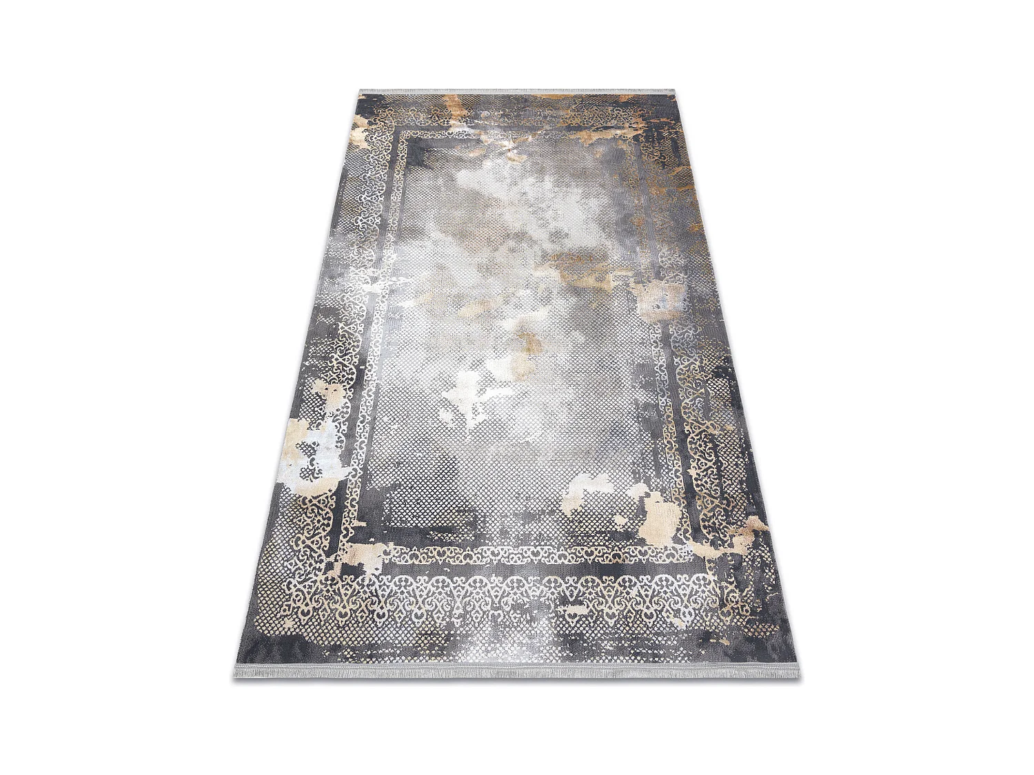 Tapis LUCE 77 moderne Cadre vintage - Structural gris / moutarde 173x270 cm