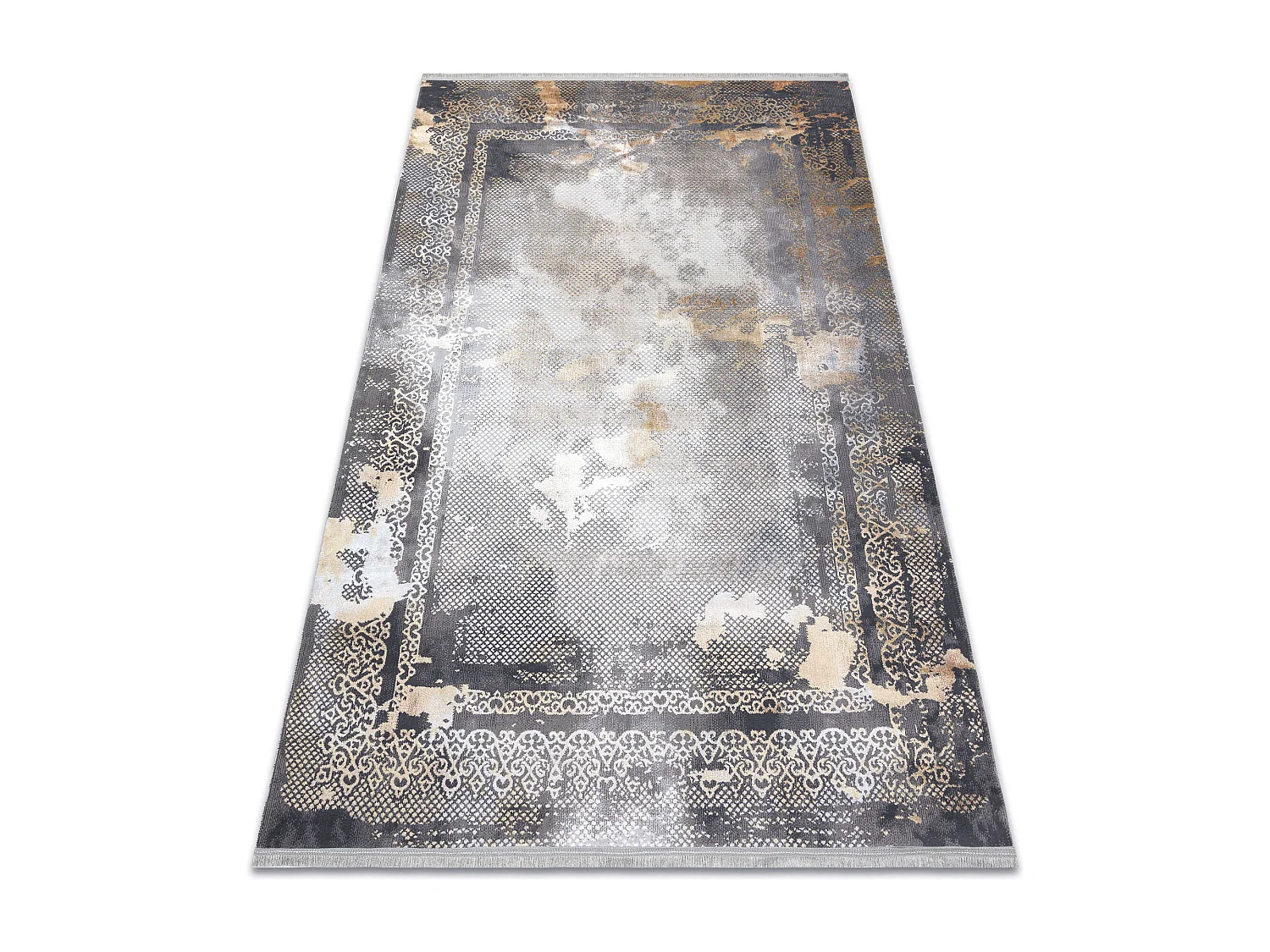 Tapete LUCE 77 moderno Quadro vintage - Structural cinzento / mostarda 173x270 cm