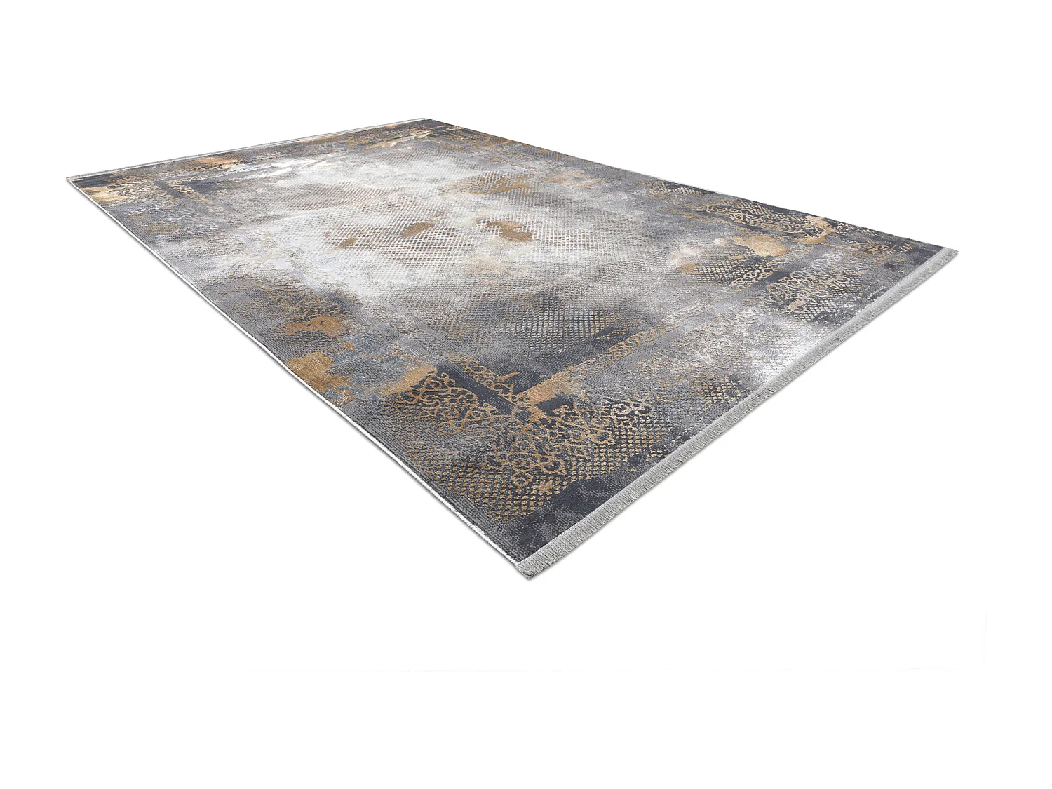 Tapete LUCE 77 moderno Quadro vintage - Structural cinzento / mostarda 173x270 cm