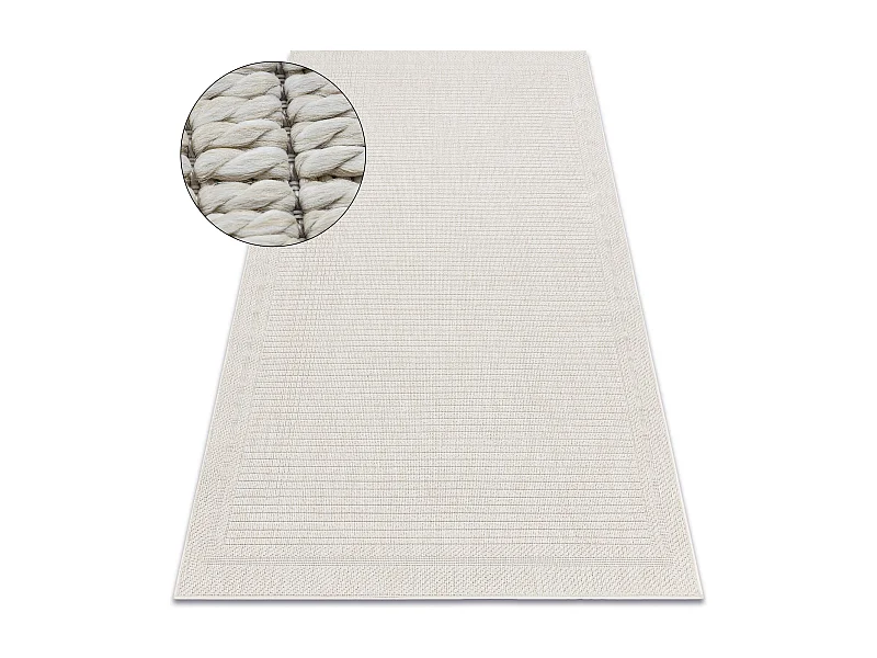 Tapis ORIGI 3727 crème - Cadre ficelle SISAL tissée à plat 116x170 cm