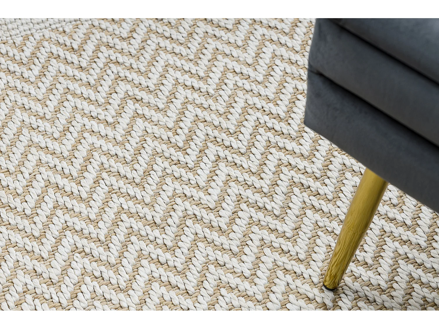 Tappeto ORIGI 3726 Zigzag crema - cordoncino in SISAL a tessitura piat 194x290 cm