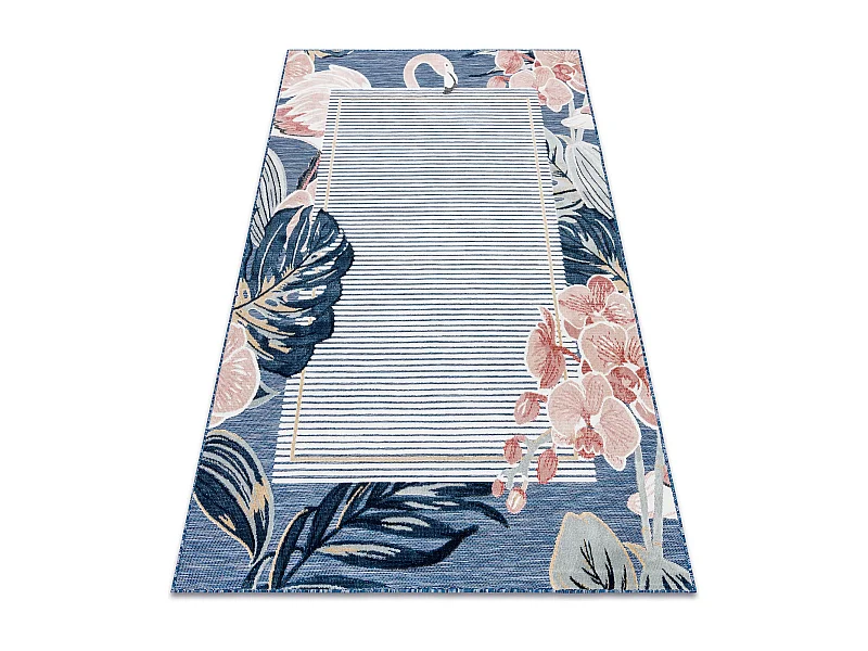 Teppich Strukturell BOTANIC 65240 Flamingo, Blätter flach gewebt für 157x220 cm