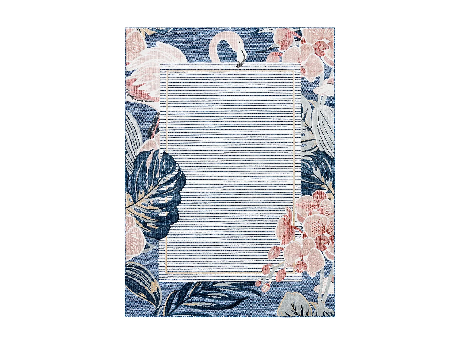 Tapis Structurel BOTANIC 65240 Flamant rouge, feuilles tissé à plat  196x290 cm