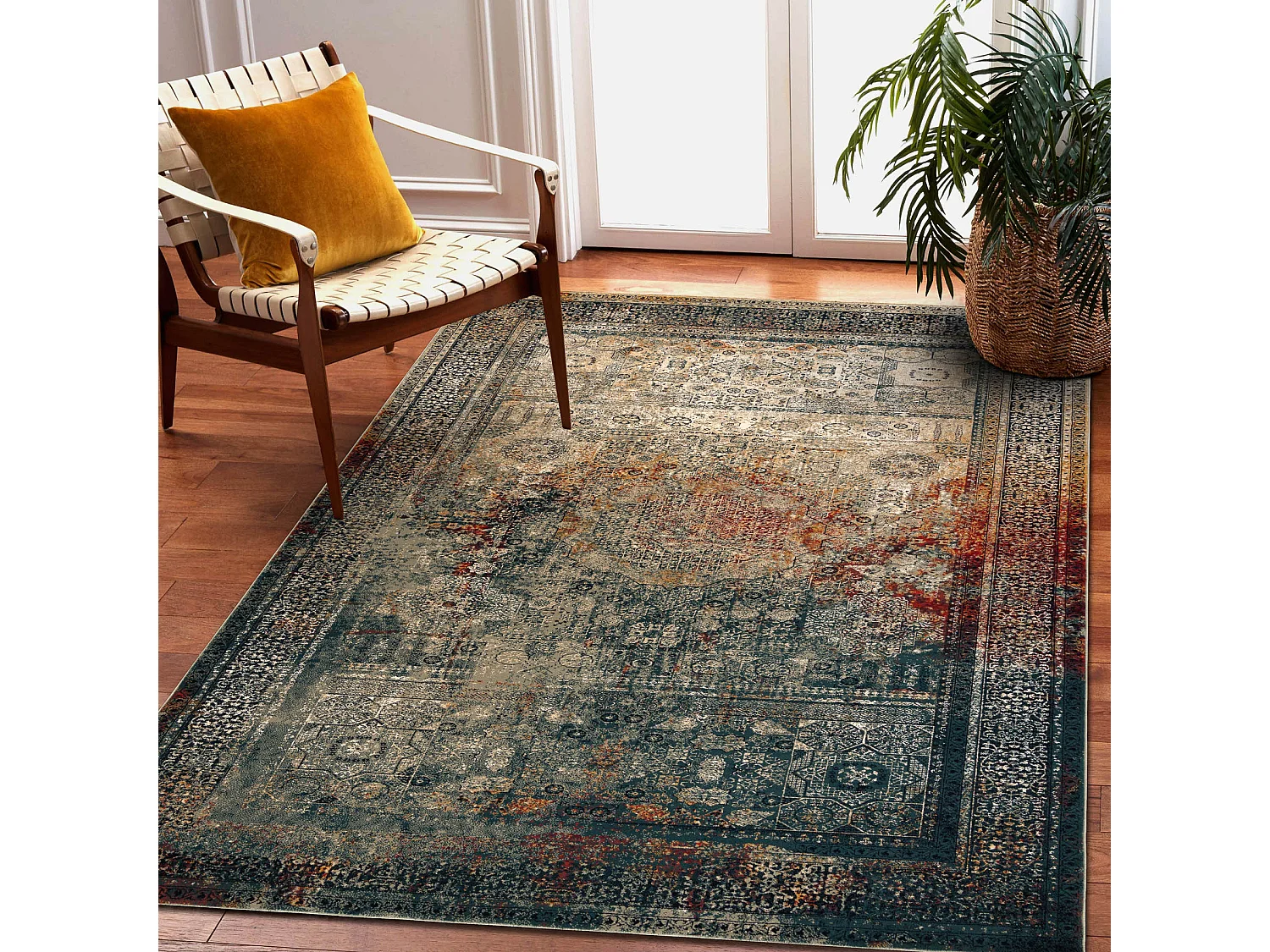 Dywan wełniany SUPERIOR MAMLUK orientalny vintage szmaragd 100x150 cm