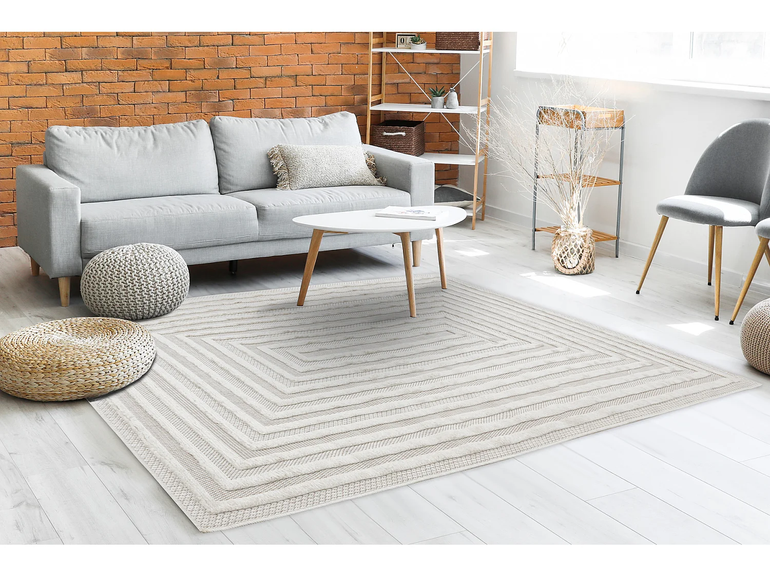 Teppich SANTO SISAL 0999 geometrisch weiß 180x270 cm