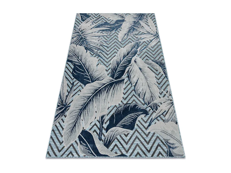 Tappeto strutturale BOTANIC 65242 Piume, zigzag, tessuto piatto sul ba 157x220 cm