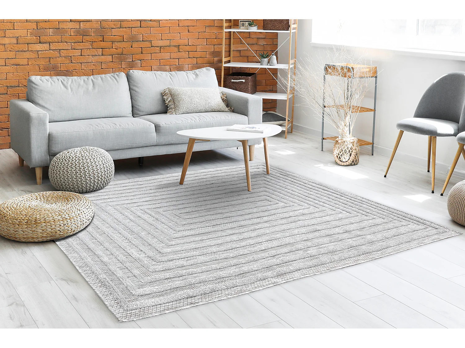 Tapis SANTO SIZAL 0999 géométrique gris  180x270 cm