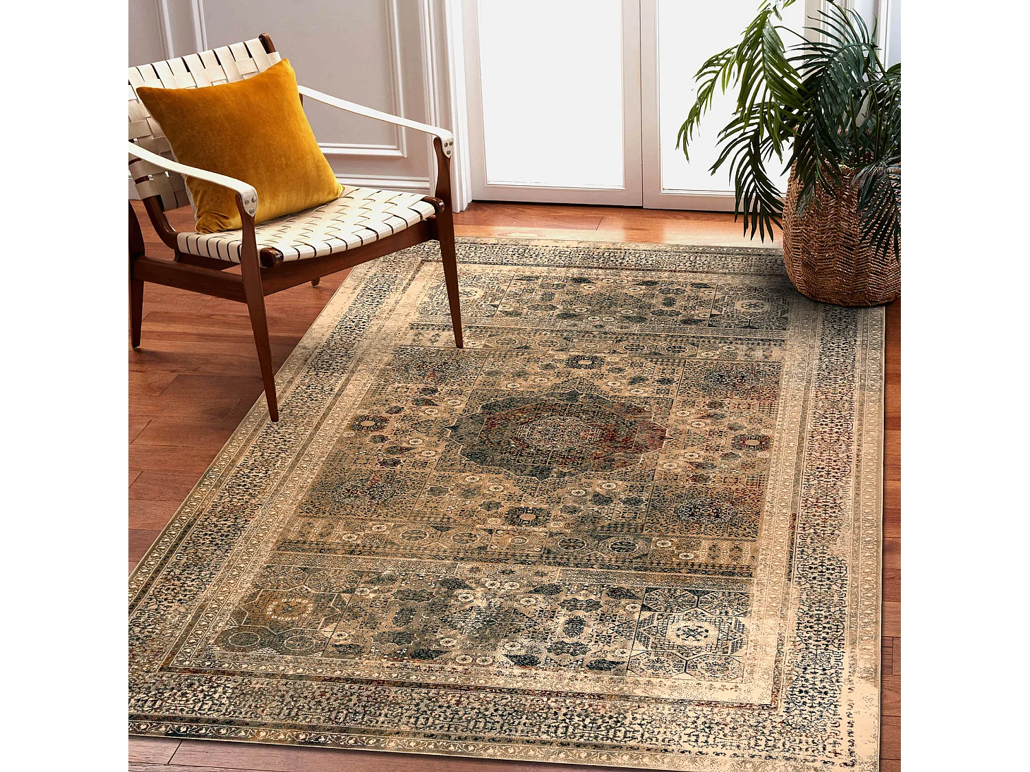 Tapis en laine SUPERIOR MAMLUK oriental vintage crème 100x150 cm