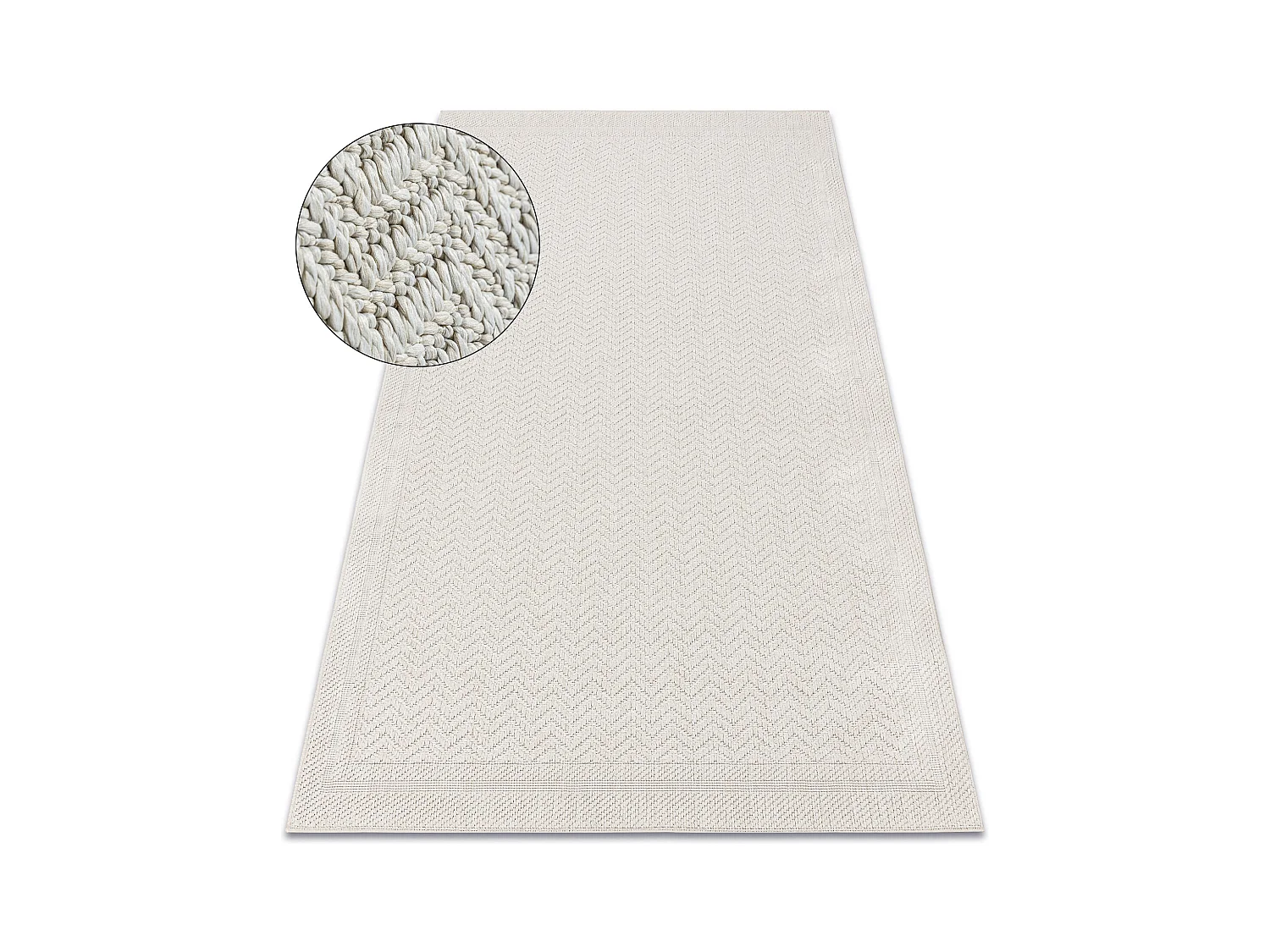 Tapis ORIGI 3739 crème - Cadre, chevron ficelle SISAL tissée à plat 272x370 cm