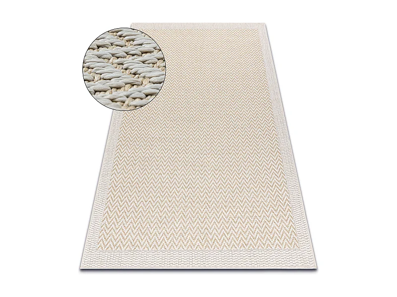 Tapis ORIGI 3726 crème - Zigzag ficelle SISAL tissée à plat 58x100 cm