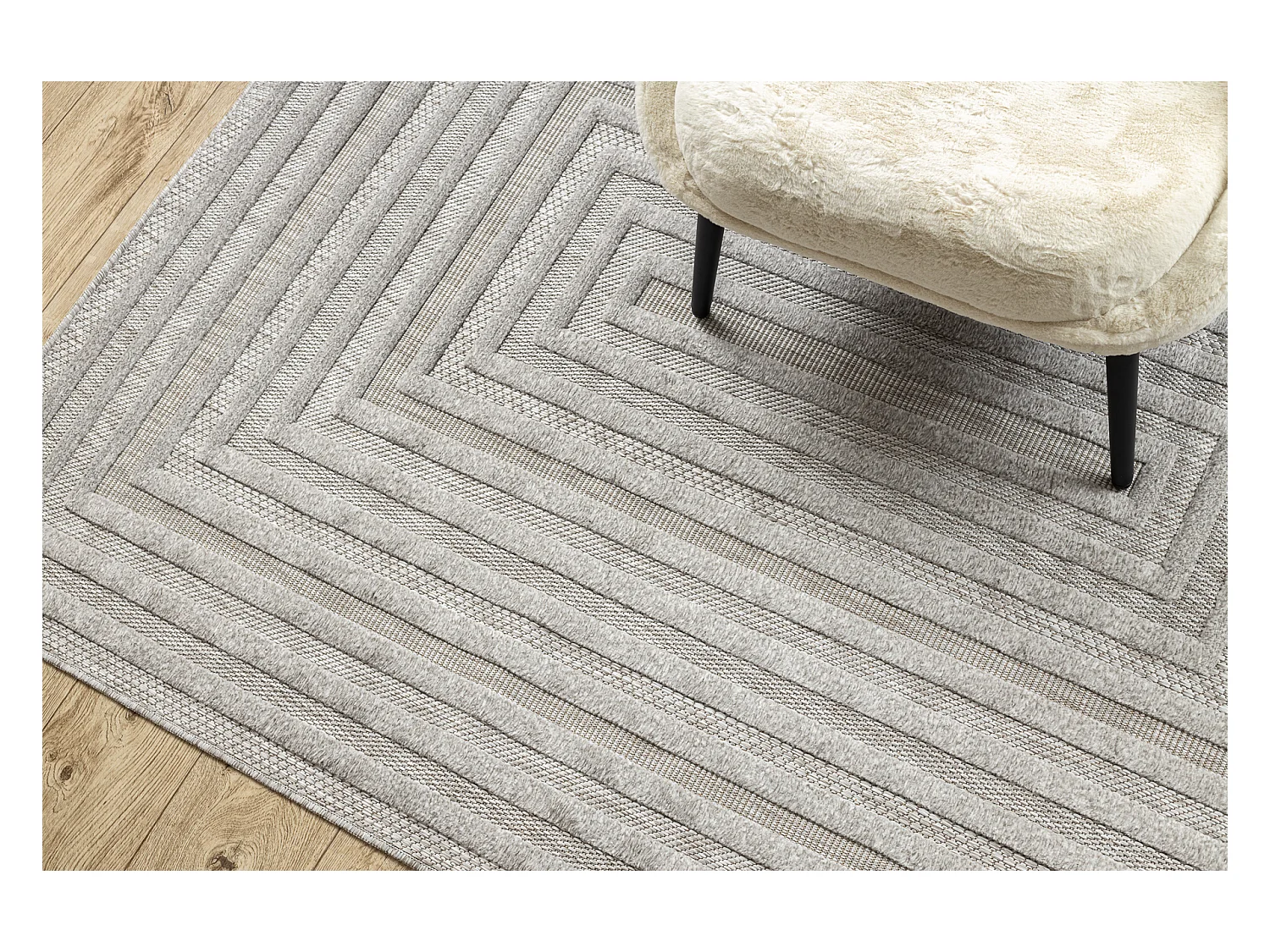 Tapijt SANTO SISAL 0999 geometrisch grijs 120x170 cm