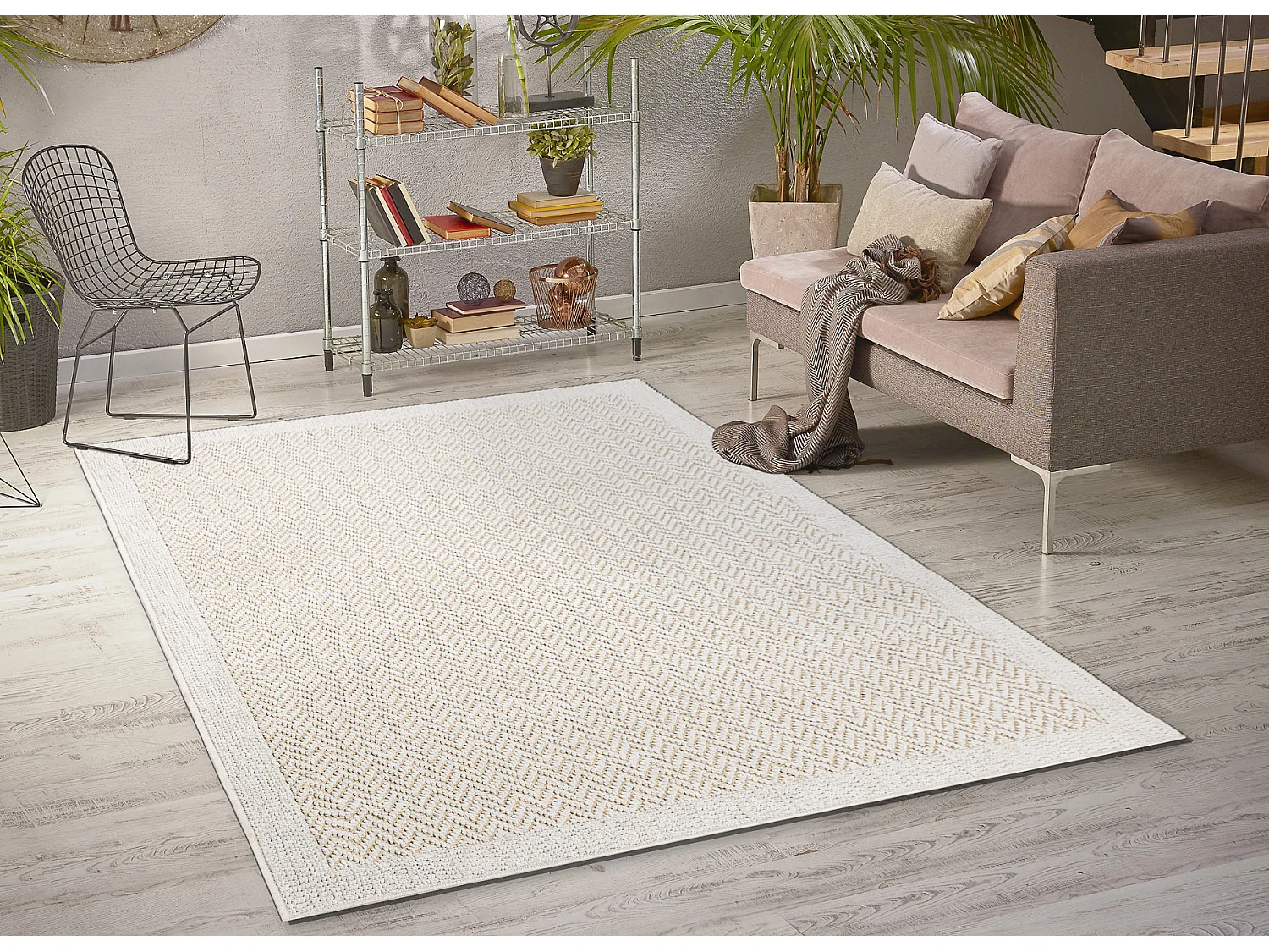 Tappeto ORIGI 3726 Zigzag crema - cordoncino in SISAL a tessitura piat 233x330 cm