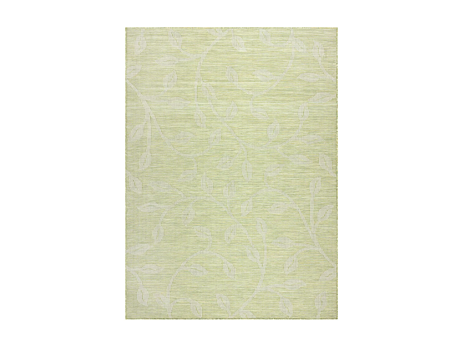 Tapis SIZAL PATIO 3045 feuilles tissé à plat vert / beige 194x290 cm