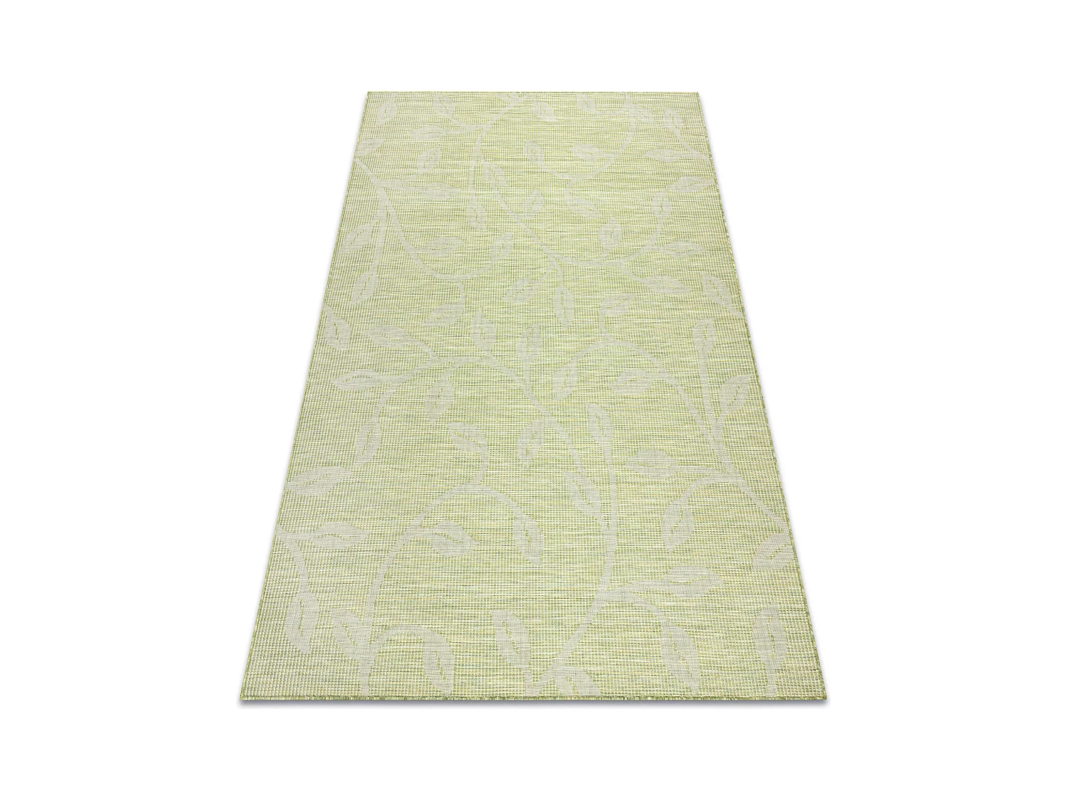 Tapis SIZAL PATIO 3045 feuilles tissé à plat vert / beige 194x290 cm
