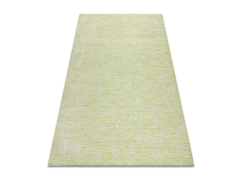 Tapis SIZAL PATIO 3045 feuilles tissé à plat vert / beige 194x290 cm