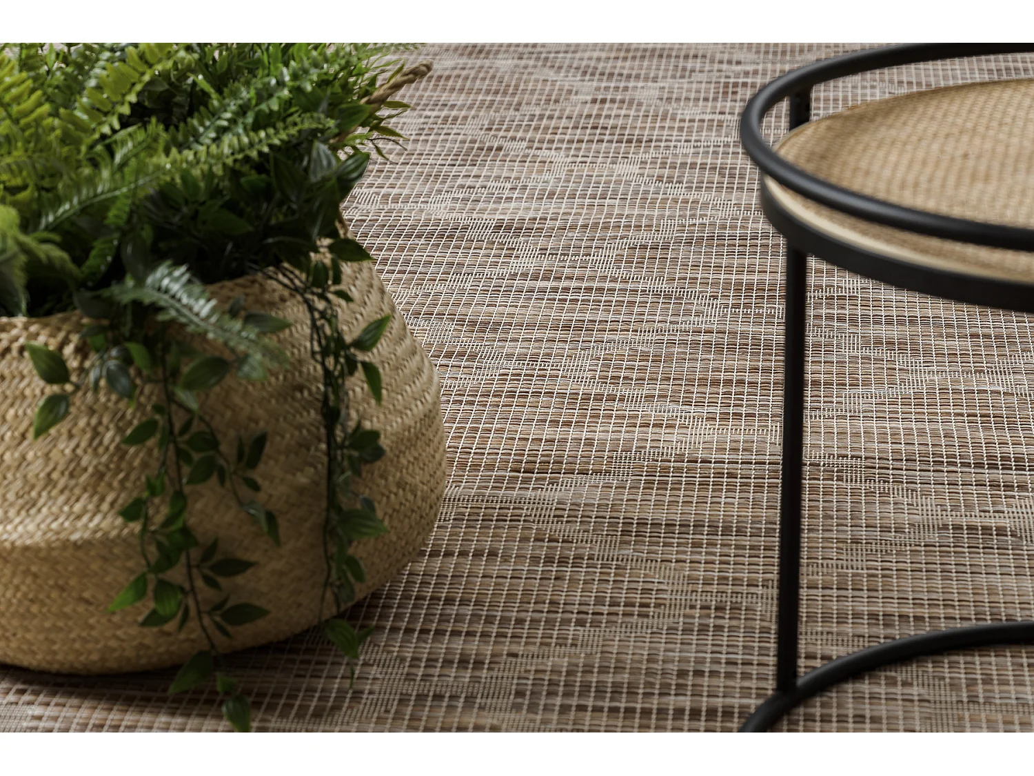 Tapis SIZAL PATIO 3069 Treillis marocain tissé à plat - naturel, bei 194x290 cm