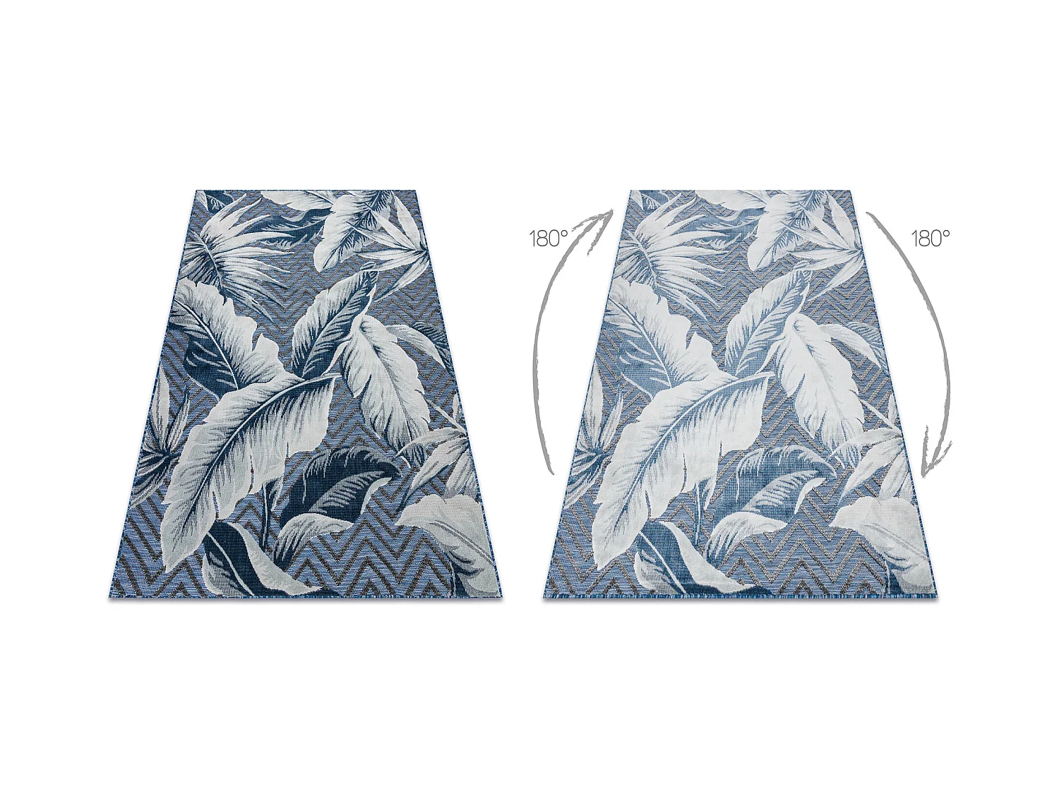 Tapis Structurel BOTANIC 65242 Plumes, zigzag, tissé à plat sur balc 157x220 cm