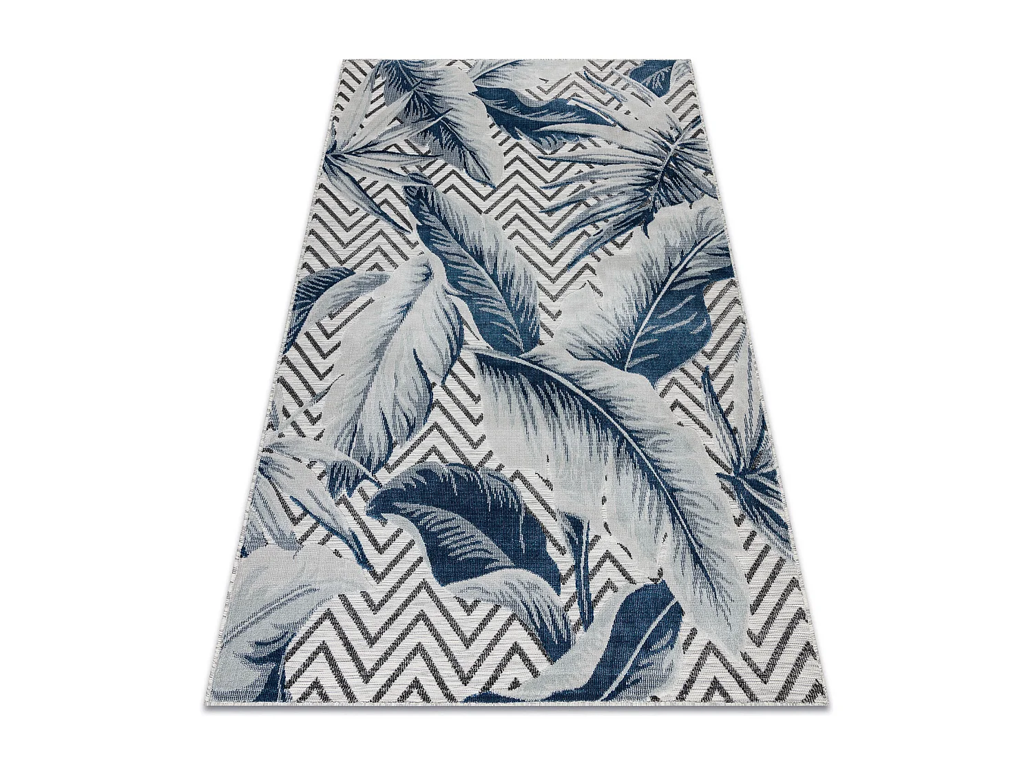 Tapis Structurel BOTANIC 65242 Plumes, zigzag, tissé à plat sur balc 196x290 cm