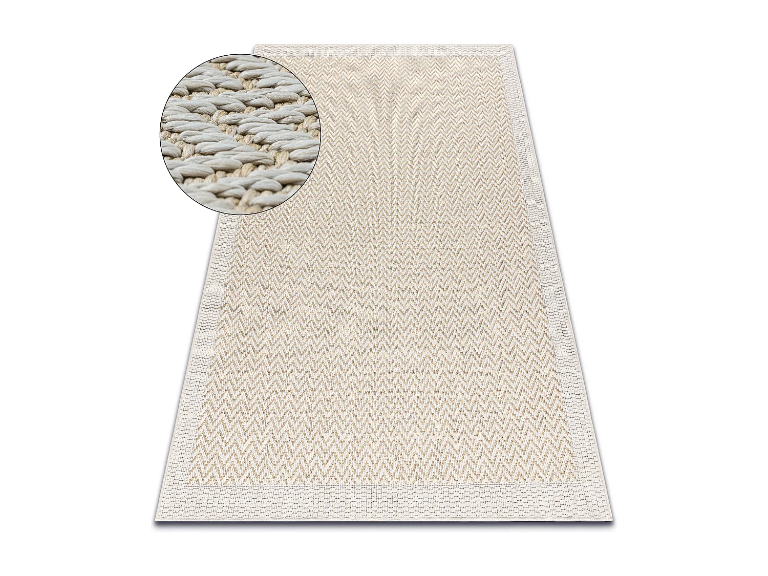Tapis ORIGI 3726 crème - Zigzag ficelle SISAL tissée à plat 272x370 cm