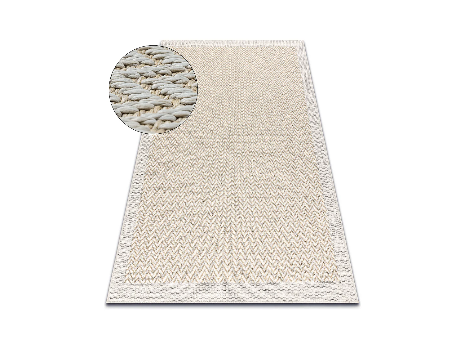 Tapis ORIGI 3726 crème - Zigzag ficelle SISAL tissée à plat 272x370 cm