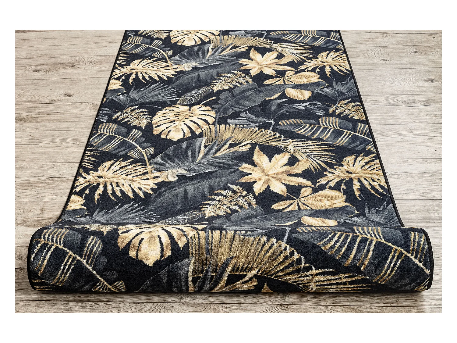 TAPIS DE COULOIR antidérapant MONSTERA Feuilles la gomme or 67x970 cm