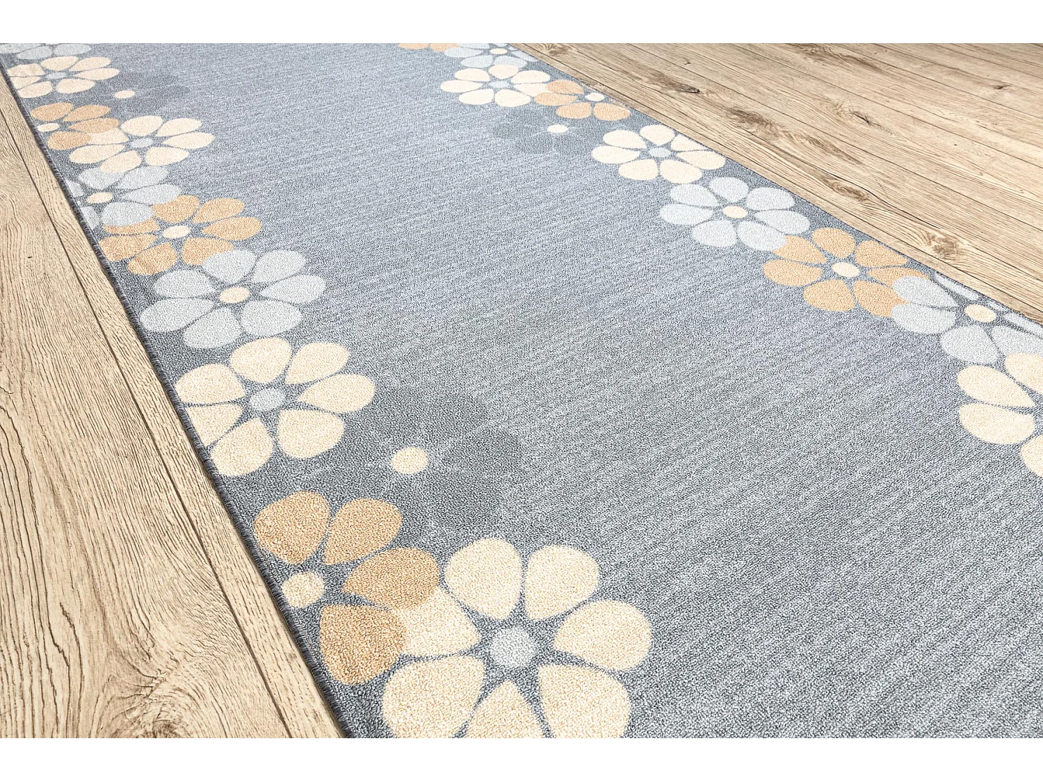 TAPIS DE COULOIR antidérapant MARGARETKA, fleur la gomme gris 57x790 cm