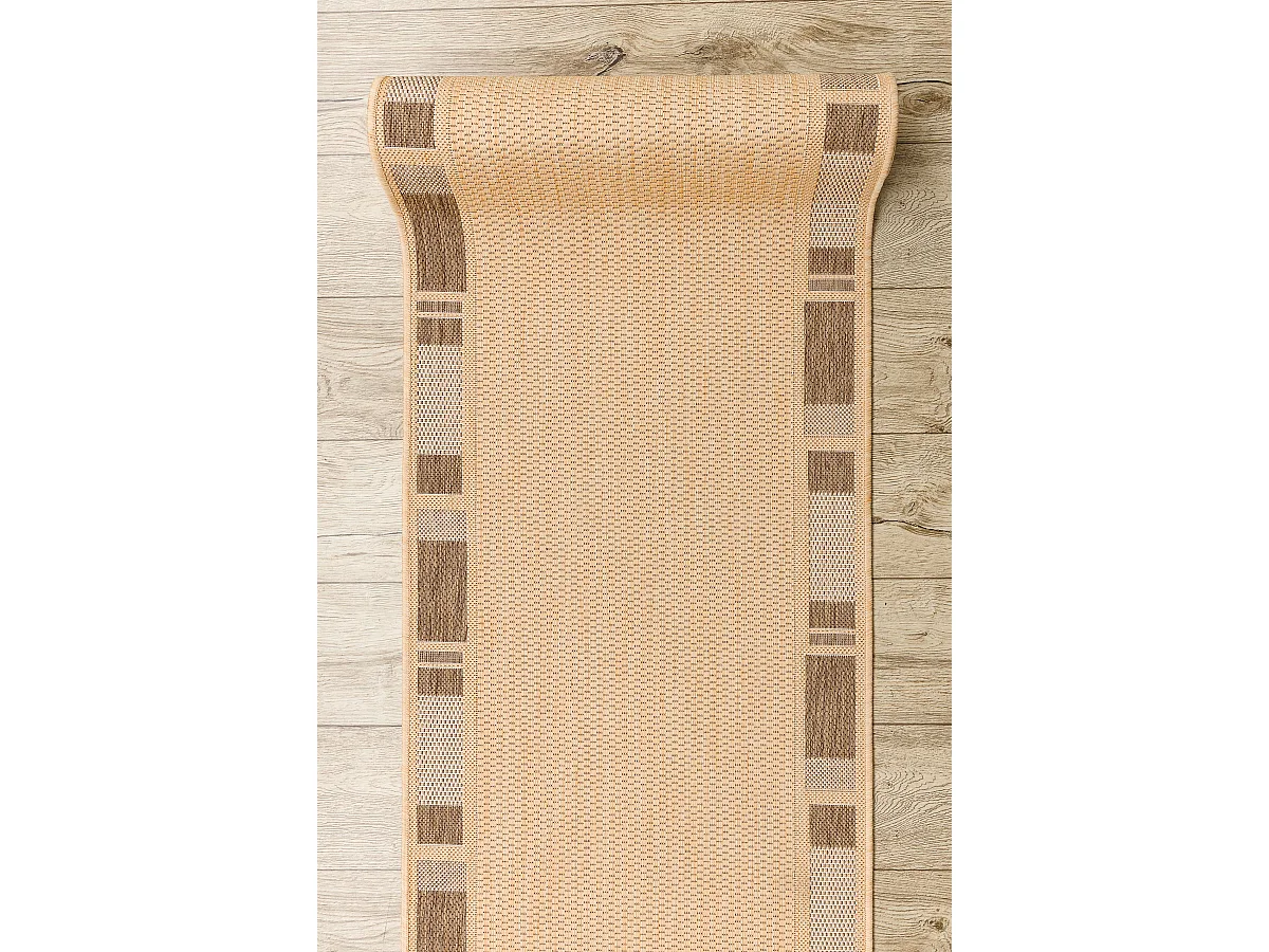 TAPIS DE COULOIR SIZAL FLOORLUX modèle 20195 mais / café 100x920 cm