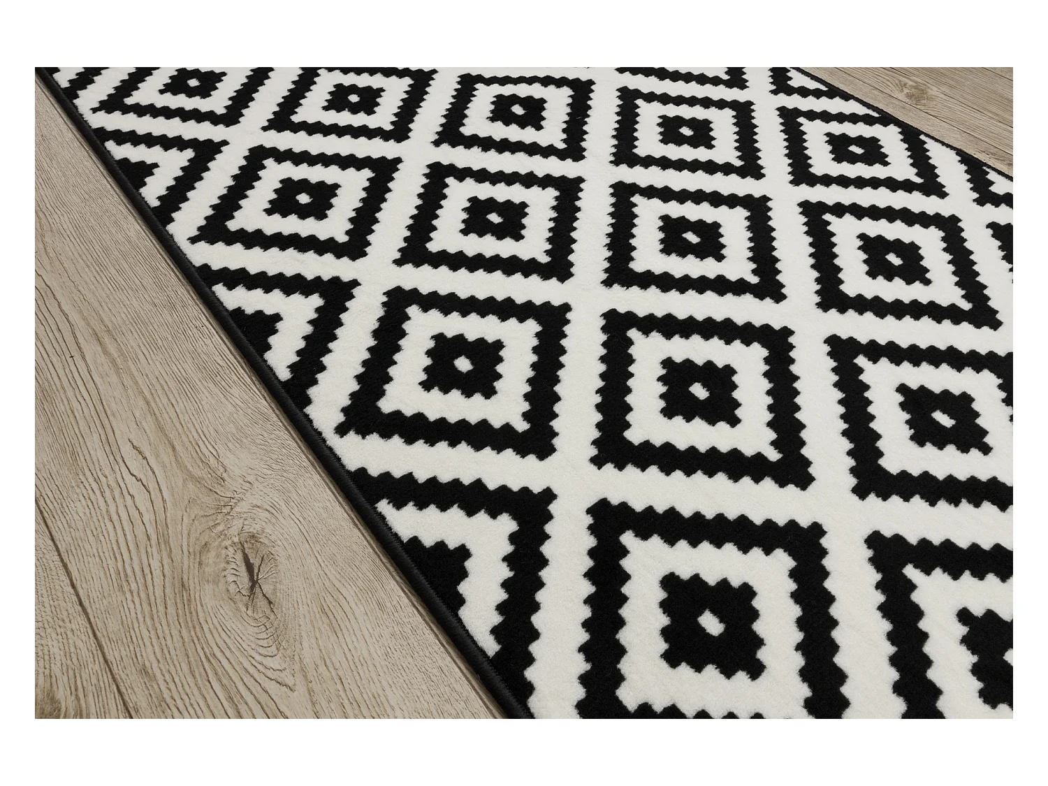 Läufer BCF MORAD Ruta Diamanten schwarz / creme 100x260 cm