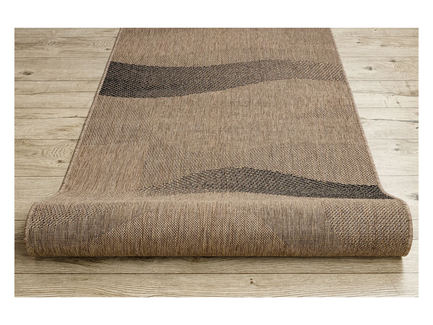 TAPIS DE COULOIR SIZAL FLOORLUX modèle 20212 café / noir 120x110 cm