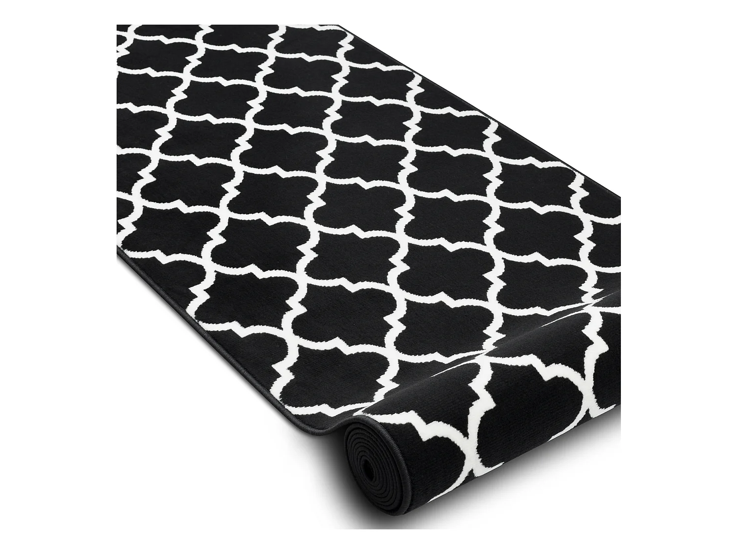 Vloerbekleding BCF MORAD Trelis klaver Marokkaanse zwart / room 80x710 cm