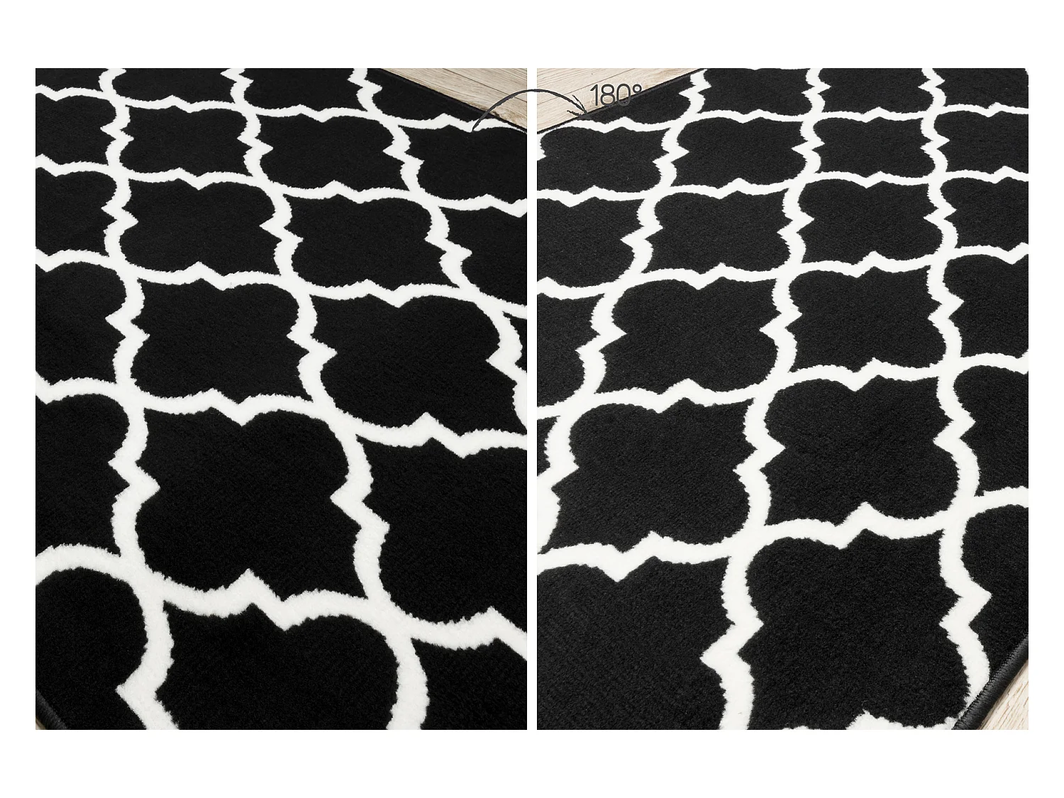 Vloerbekleding BCF MORAD Trelis klaver Marokkaanse zwart / room 80x710 cm