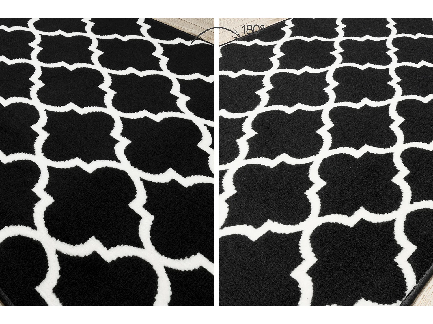 TAPIS DE COULOIR BCF MORAD Trelis Treillis marocain noir / crème 60x910 cm