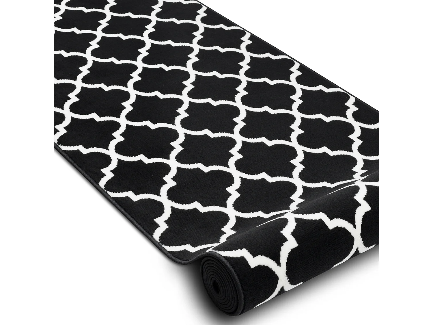 TAPIS DE COULOIR BCF MORAD Trelis Treillis marocain noir / crème 90x330 cm