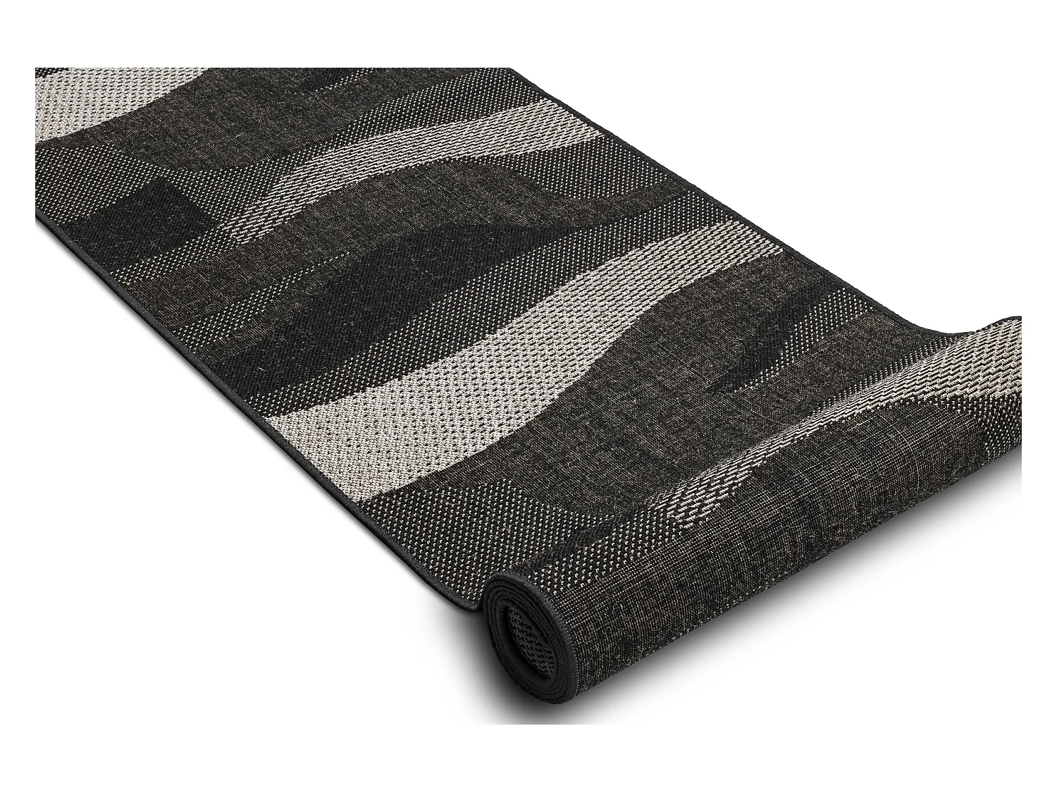 Vloerbekleding SISAL FLOORLUX patroon 20212 ZWART / zilver 70x940 cm