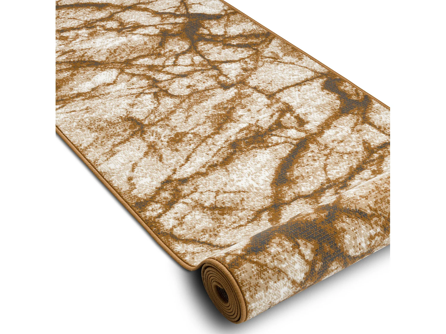 TAPIS DE COULOIR BCF MORAD Marmur Marbre beige / or gris 60x1300 cm