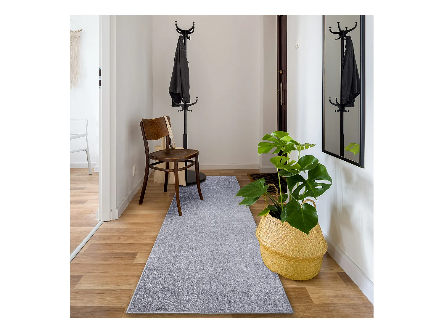 Vloerbedekking SANTA FE zilver 92, glad, uniform, enkele kleur 60x400 cm