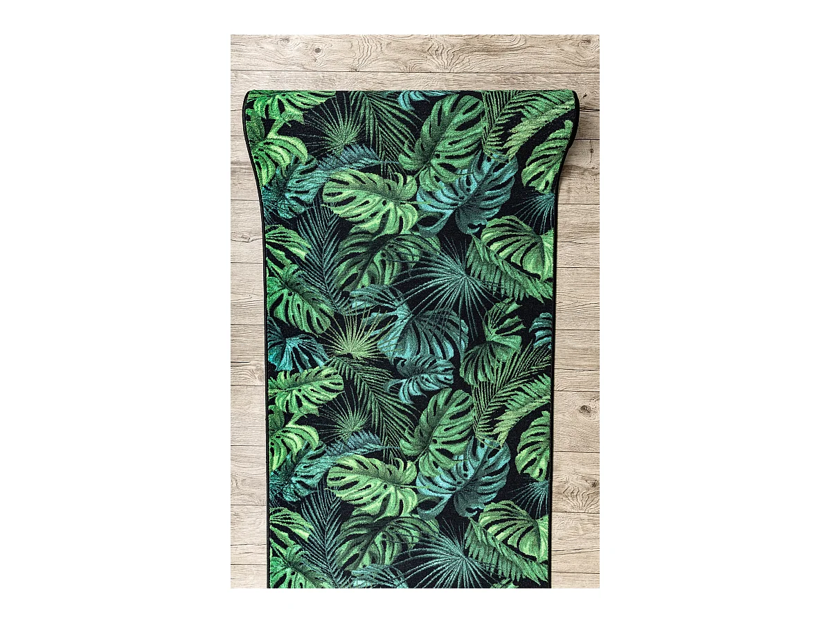 CHODNIK podgumowany MONSTERA Liście guma zielony 100 cm 100x780 cm