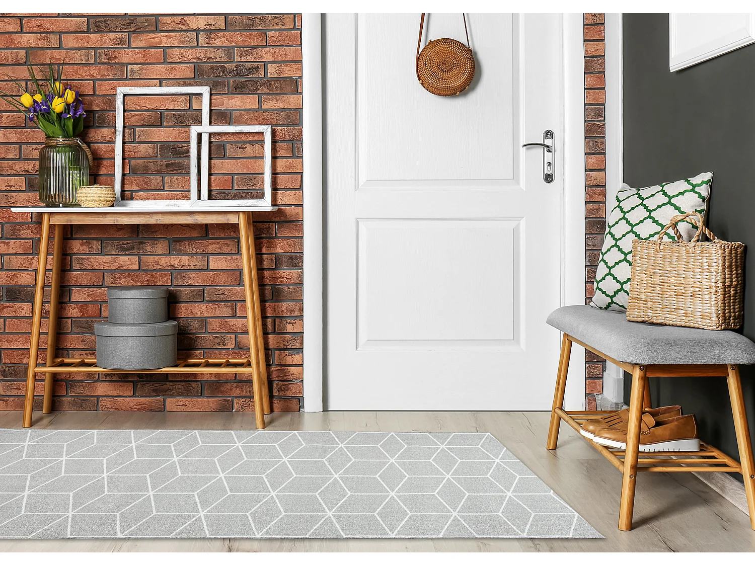 TAPIS DE COULOIR antidérapant CUBE la gomme gris 90x360 cm