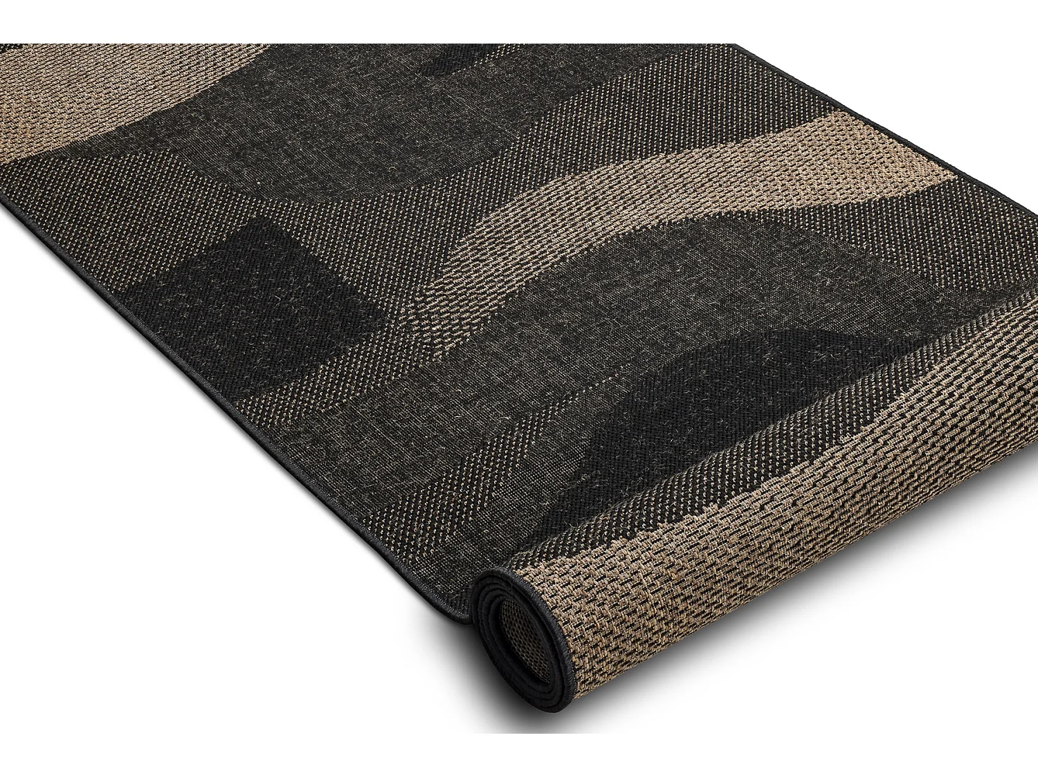 CHODNIK SIZAL FLOORLUX wzór 20212 black / coffee 100 cm 100x810 cm