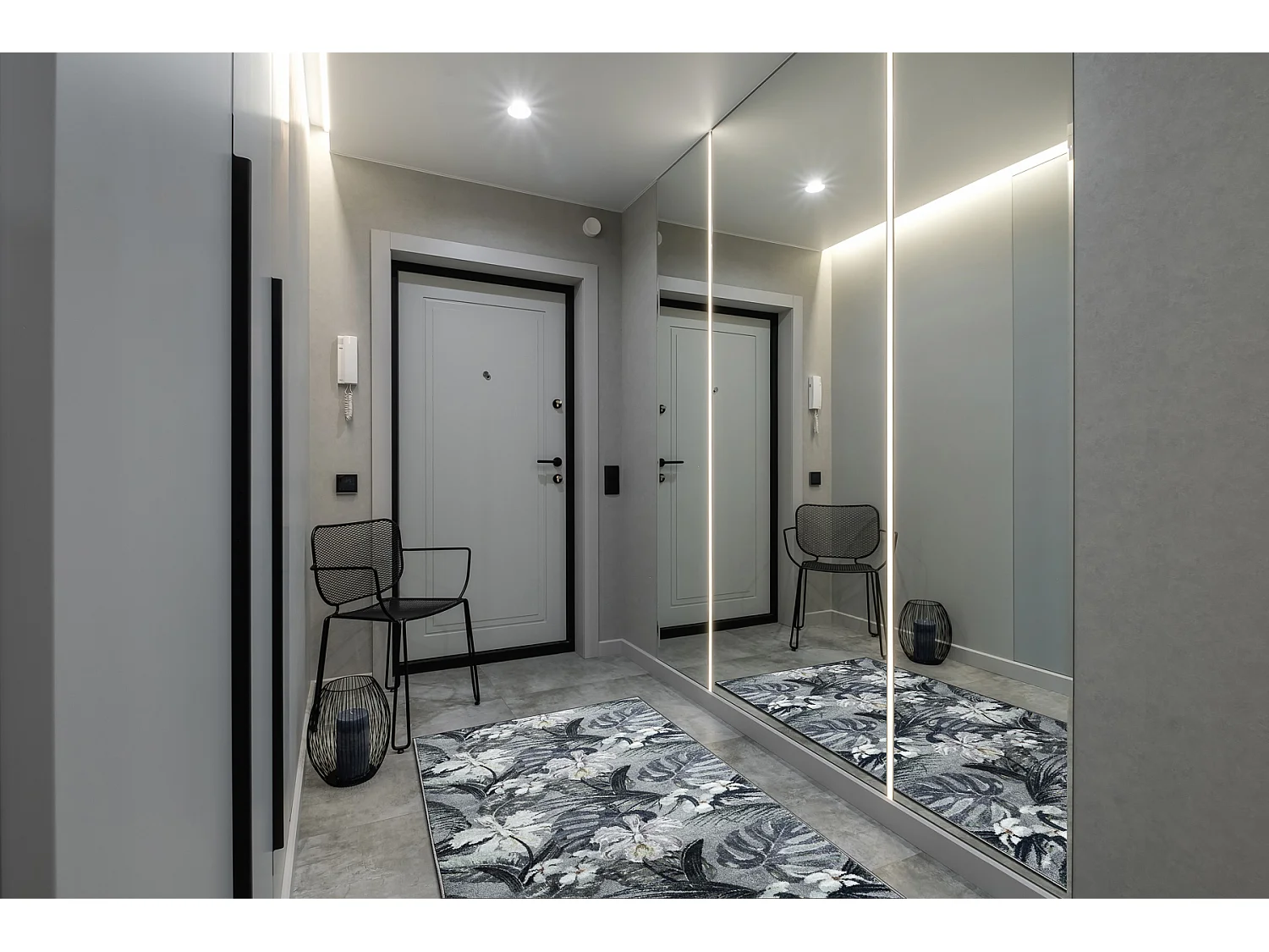 PASSATOIA gommata MONSTERA Foglie la gomma grigio 100x420 cm