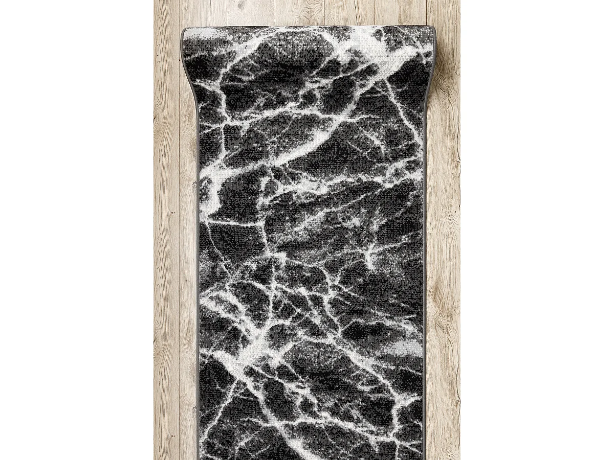 TAPIS DE COULOIR BCF MORAD Marmur Marbre anthracite / noir 70x1200 cm