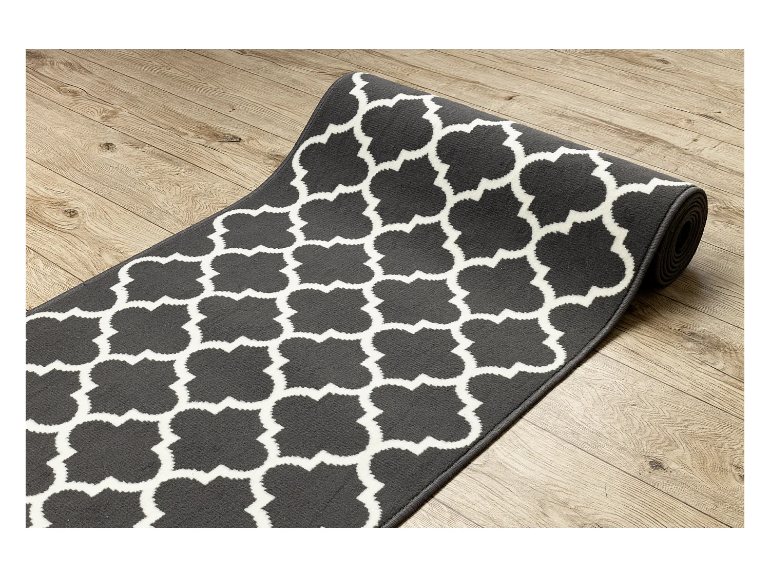 TAPIS DE COULOIR BCF MORAD Trelis Treillis marocain gris / crème 90x940 cm