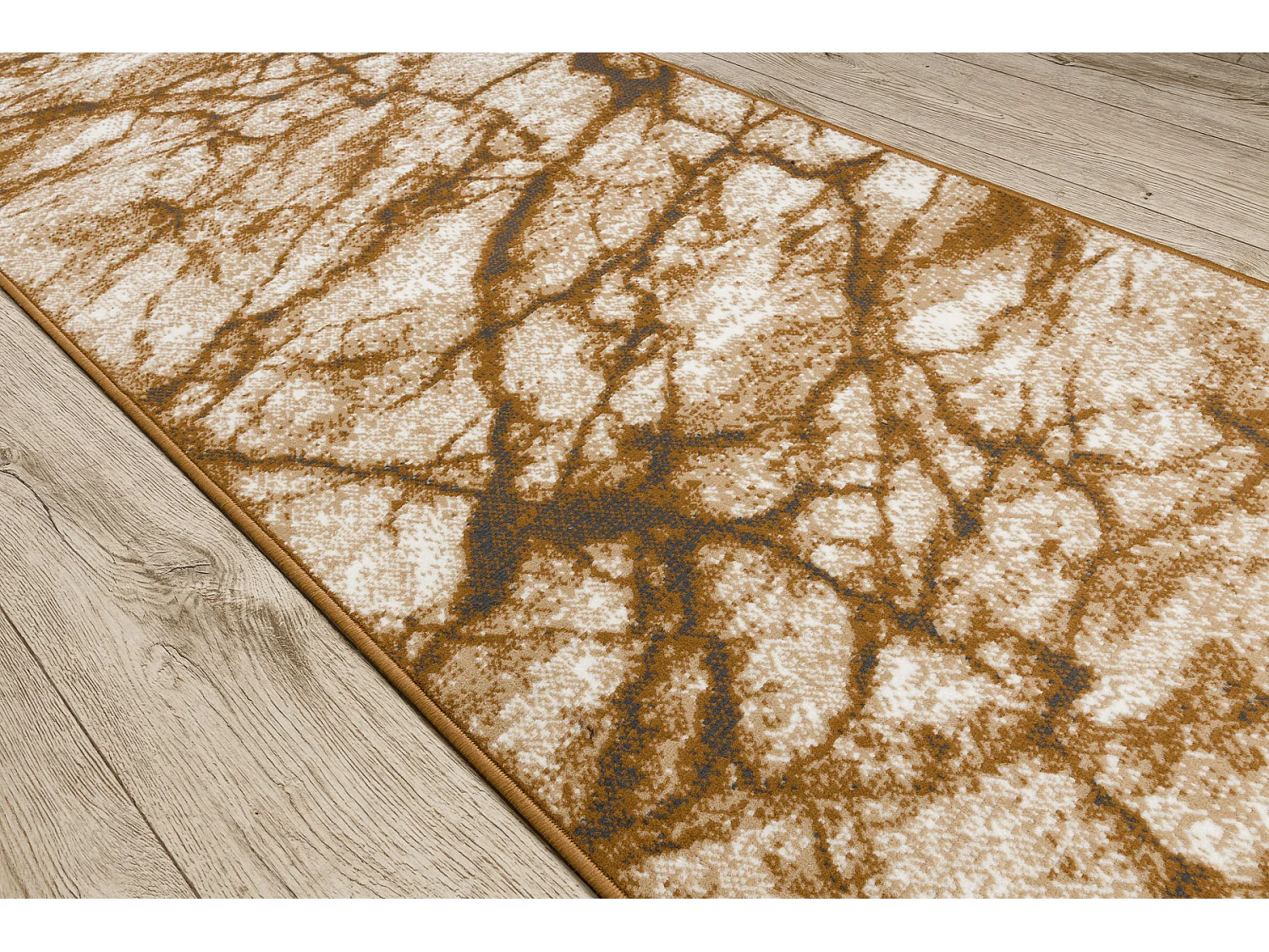 TAPIS DE COULOIR BCF MORAD Marmur Marbre beige / or gris 80x950 cm